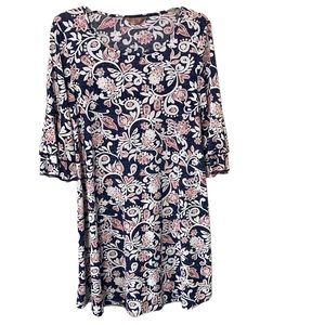 SJS paisley denim look with bell sleeves dress